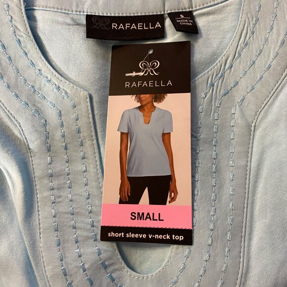 Rafaella $59 Womens Light Blue V-Neck Short Sleeve Top SM NWT - Picture 11 of 11